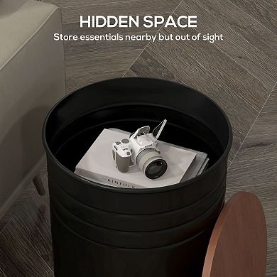 Homcom Set Of 2 Nesting Storage Tables With Lids, Hidden Space