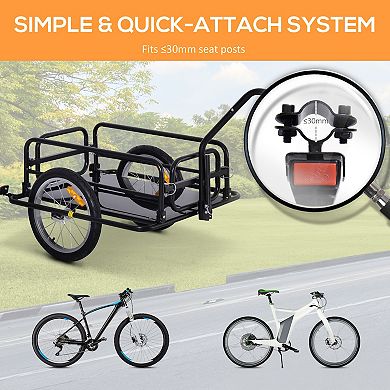 Folding Bicycle Cargo Storage Cart And Luggage Trailer With Hitch - Black