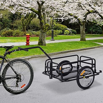 Folding Bicycle Cargo Storage Cart And Luggage Trailer With Hitch - Black