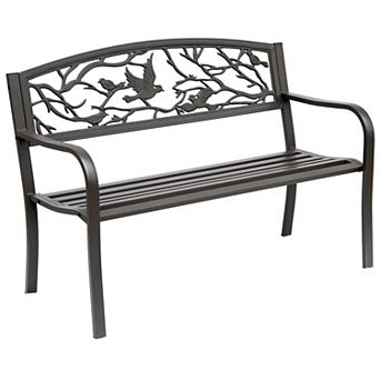 50" Vintage Animal Pattern Garden Patio Bench Outdoor Furniture Path Chair Seat