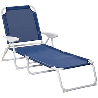 Folding Sun Beach Lounger Garden Reclining Lounge Chair With 4-level Backrest