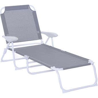 Outsunny Folding Chaise Lounge 4-Position Adjustable Lounge Chair