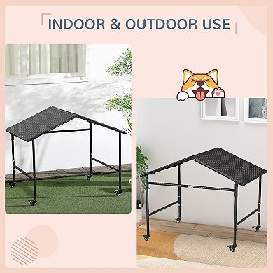 Pawhut Wicker Dog Shelter With Wheels For Small And Medium Sized Dogs