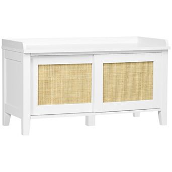 Small Shoe Bench With Storage Boho Entryway Bench With Shoe Cabinets White
