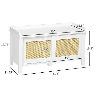 Small Shoe Bench With Storage Boho Entryway Bench With Shoe Cabinets White