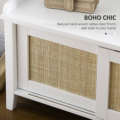Small Shoe Bench With Storage Boho Entryway Bench With Shoe Cabinets White