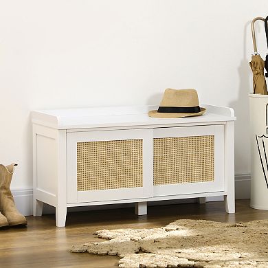 Small Shoe Bench With Storage Boho Entryway Bench With Shoe Cabinets White