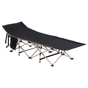 Single Person Wide Folding Camping Cot Outdoor Sleeping Bed W/ Carry Bag