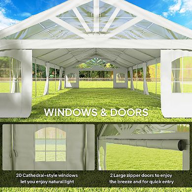 Outsunny 19.5' x 39' Heavy Duty Party Tent with 2 Doors and 20 Windows