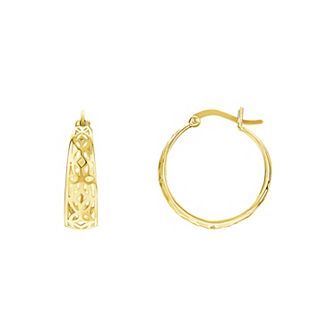 PRIMROSE Silver Tone Polished Flower Filigree Hoop Earrings
