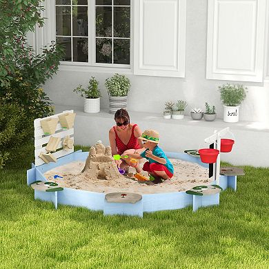 Wooden Sandbox For 3-7 Years, 85" X 85" X 25", Blue