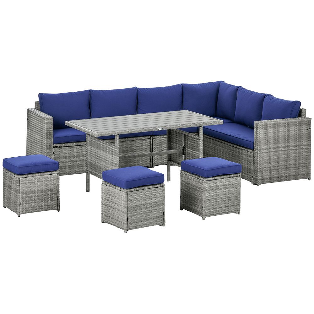 Outsunny Wicker Furniture Set, Cushioned Sofa Seat W/ Storage Function