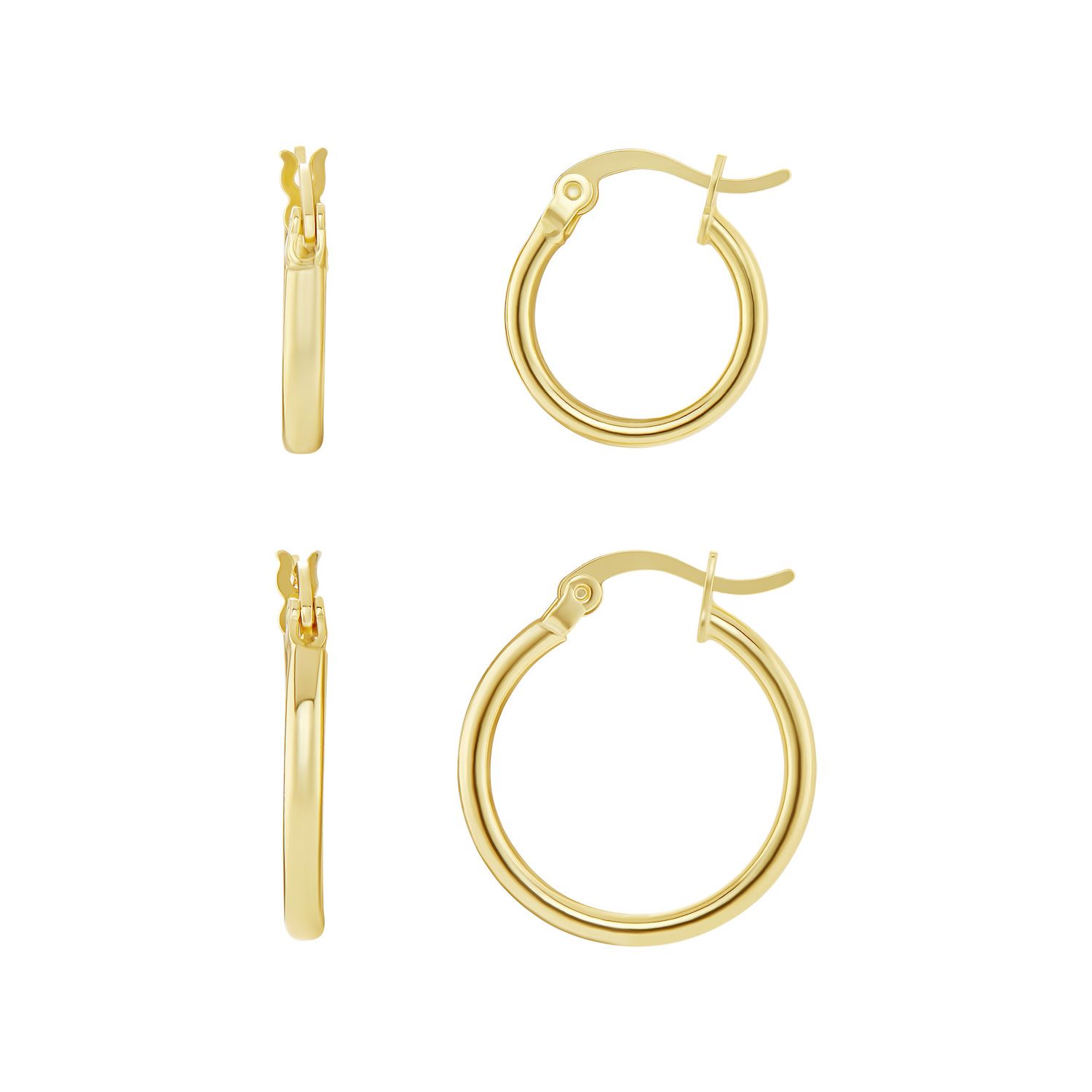 PRIMROSE 15 mm & 20 mm Hoop Earrings Duo - Gold Tone