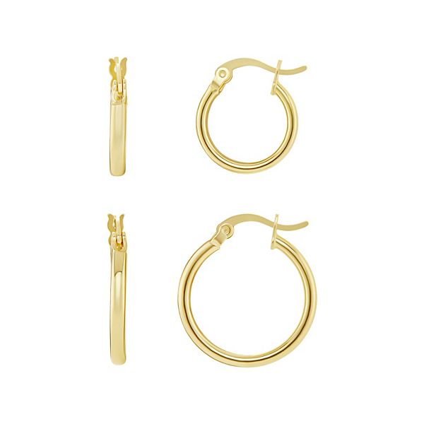 PRIMROSE 15 mm & 20 mm Hoop Earrings Duo - Gold Tone