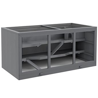 PawHut Large Wooden Hamster Cage W/ Hut, Small Animal Habitat