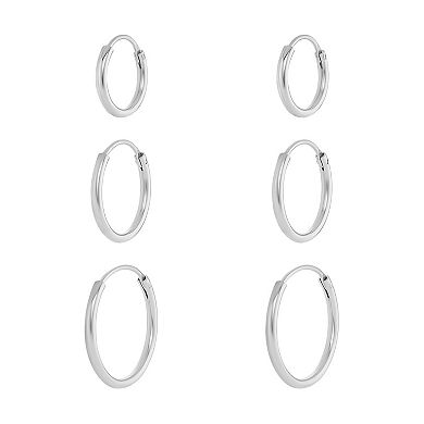 PRIMROSE 12 mm, 15 mm, & 18 mm Endless Hoop Earrings Trio