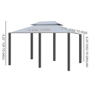 10'x13' Outdoor 2-tier Vented Canopy Steel Gazebo Bbq Party Tent Shelter Shade