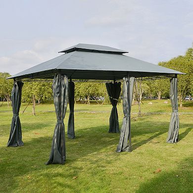 10'x13' Outdoor 2-tier Vented Canopy Steel Gazebo Bbq Party Tent Shelter Shade