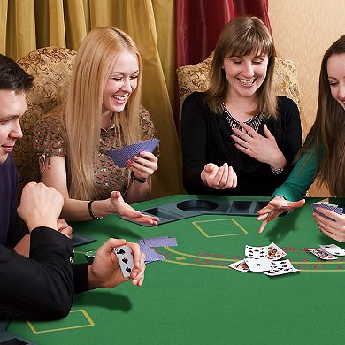 Soozier 47" Foldable Poker Table 8 Player Blackjack Game Table