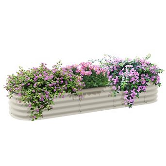Outsunny Galvanized Raised Garden Bed Planter Box, 6.4ft x 2' x 1'