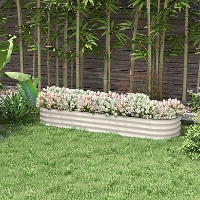 Outsunny Galvanized Raised Garden Bed Planter Box, 6.4' X 2' X 1', Cream