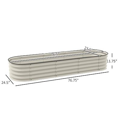 Outsunny Galvanized Raised Garden Bed Planter Box, 6.4' X 2' X 1', Cream