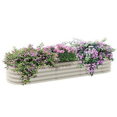 Outsunny Galvanized Raised Garden Bed Planter Box, 6.4' X 2' X 1', Cream