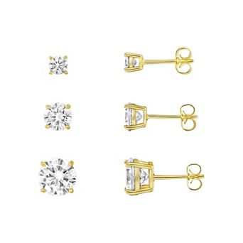 PRIMROSE 3-Pair Cubic Zirconia Stud Earring Set