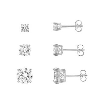 PRIMROSE 3-Pair Cubic Zirconia Stud Earring Set