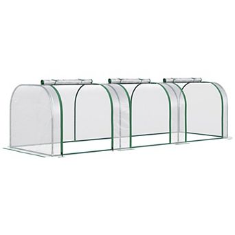 Outsunny Portable Tunneled Greenhouse with 3 Zippered Doors, PE Cover