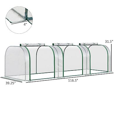 Outsunny Portable Tunneled Greenhouse with 3 Zippered Doors, PE Cover