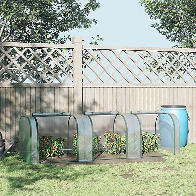 Outsunny Portable Tunneled Greenhouse with 3 Zippered Doors, PE Cover