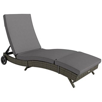 Outsunny Chaise Lounge Pool Chair, Outdoor PE Rattan Sun Lounger