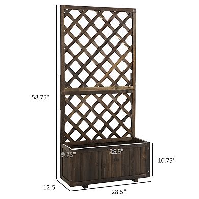 Wooden Raised Garden Bed Raised Planter Box Planter With Trellis, Brown