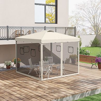 Outsunny 10' X 10' Pop Up Canopy Tent With Netting, Carry Bag And Windows