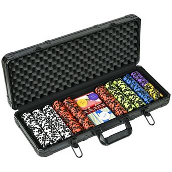 Soozier 500 pc 14 Gram Poker Chips Set With Aluminum Case Playing Cards