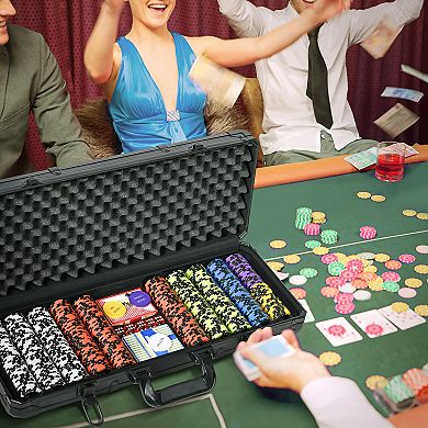 Soozier 500pcs 14 Gram Poker Chips Set With Aluminum Case Playing Cards