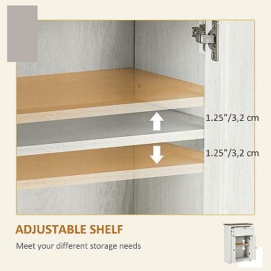 Homcom Farmhouse Storage Cabinet, Sideboard With Drawer And Doors, White