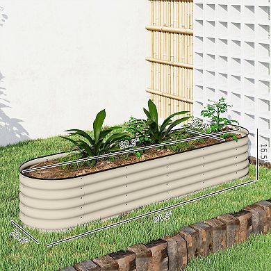 Outsunny Galvanized Raised Garden Bed Planter Box, 7.9ft x 2' x 1.4'