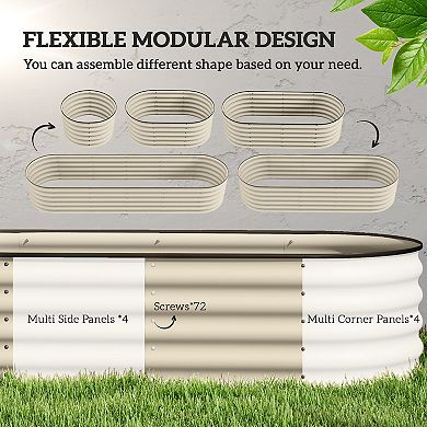 Outsunny Galvanized Raised Garden Bed Planter Box, 7.9ft x 2' x 1.4'