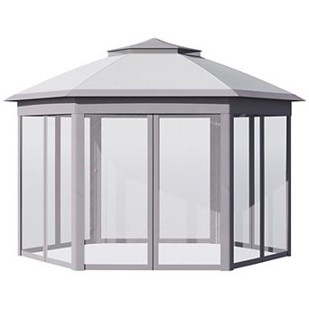 Pop Up Gazebo Double Roof Adjustable Canopy Tent W/ Mesh Sidewalls, Carrying Bag