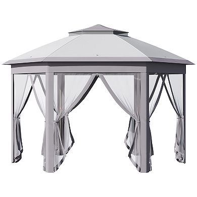 Pop Up Gazebo Double Roof Adjustable Canopy Tent W/ Mesh Sidewalls, Carrying Bag