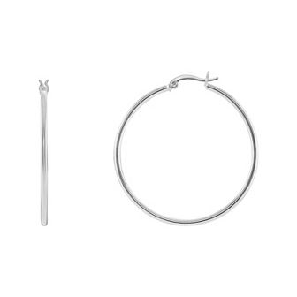 PRIMROSE Silver Tone Polished Hoop Earrings