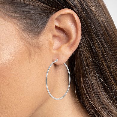 PRIMROSE Silver Tone Polished Hoop Earrings