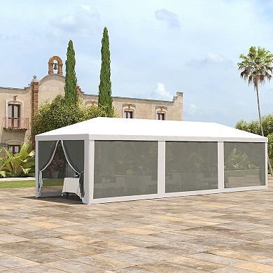 Outsunny 10ft x 28' Party Tent with 8 Removable Net Sidewalls