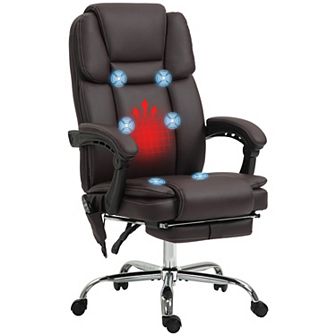 Vinsetto Vibration Massage Office Chair With Heat, Pu Leather, Brown