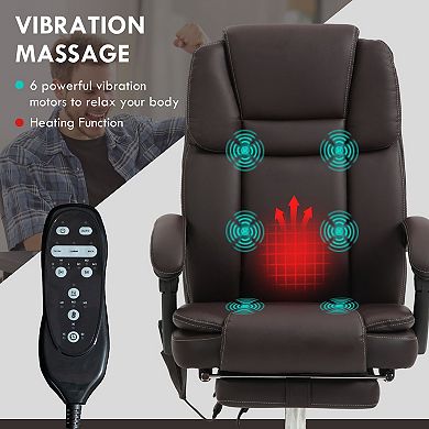 Vinsetto Vibration Massage Office Chair With Heat, Pu Leather, Brown