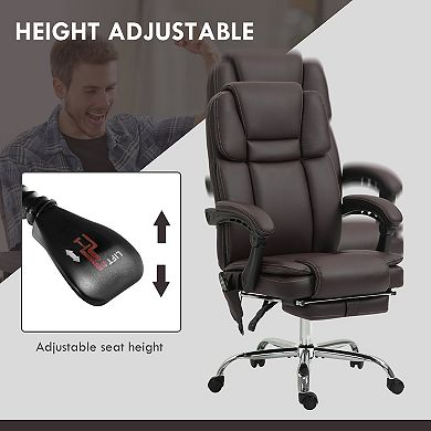 Vinsetto Vibration Massage Office Chair With Heat, Pu Leather, Brown