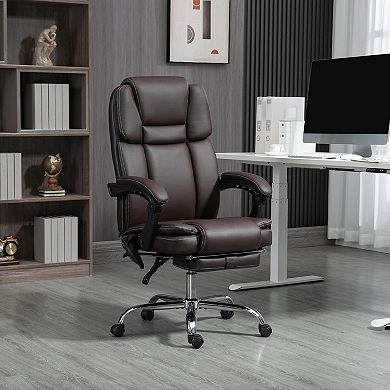 Vinsetto Vibration Massage Office Chair With Heat, Pu Leather, Brown