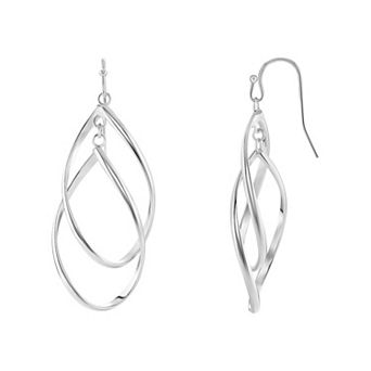 PRIMROSE Silver Tone Polished Double Twisted Teardrop Earrings